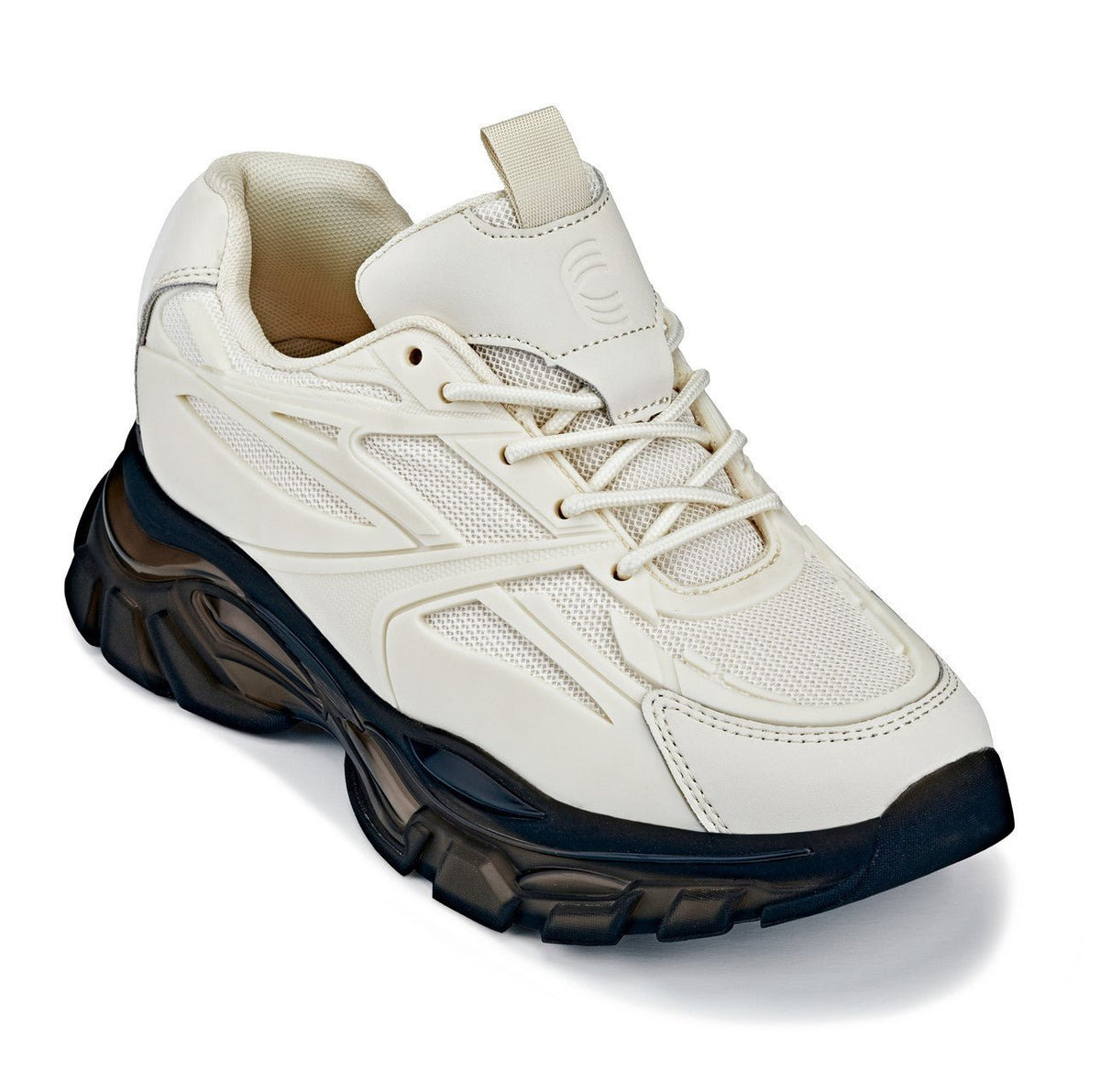 CALTO - S5283 - 2.6 Inches Taller (Beige/Translucent Onyx Sole) - Chunky Sole Sporty SneakersSneakers / AthleticsTorqelo.com