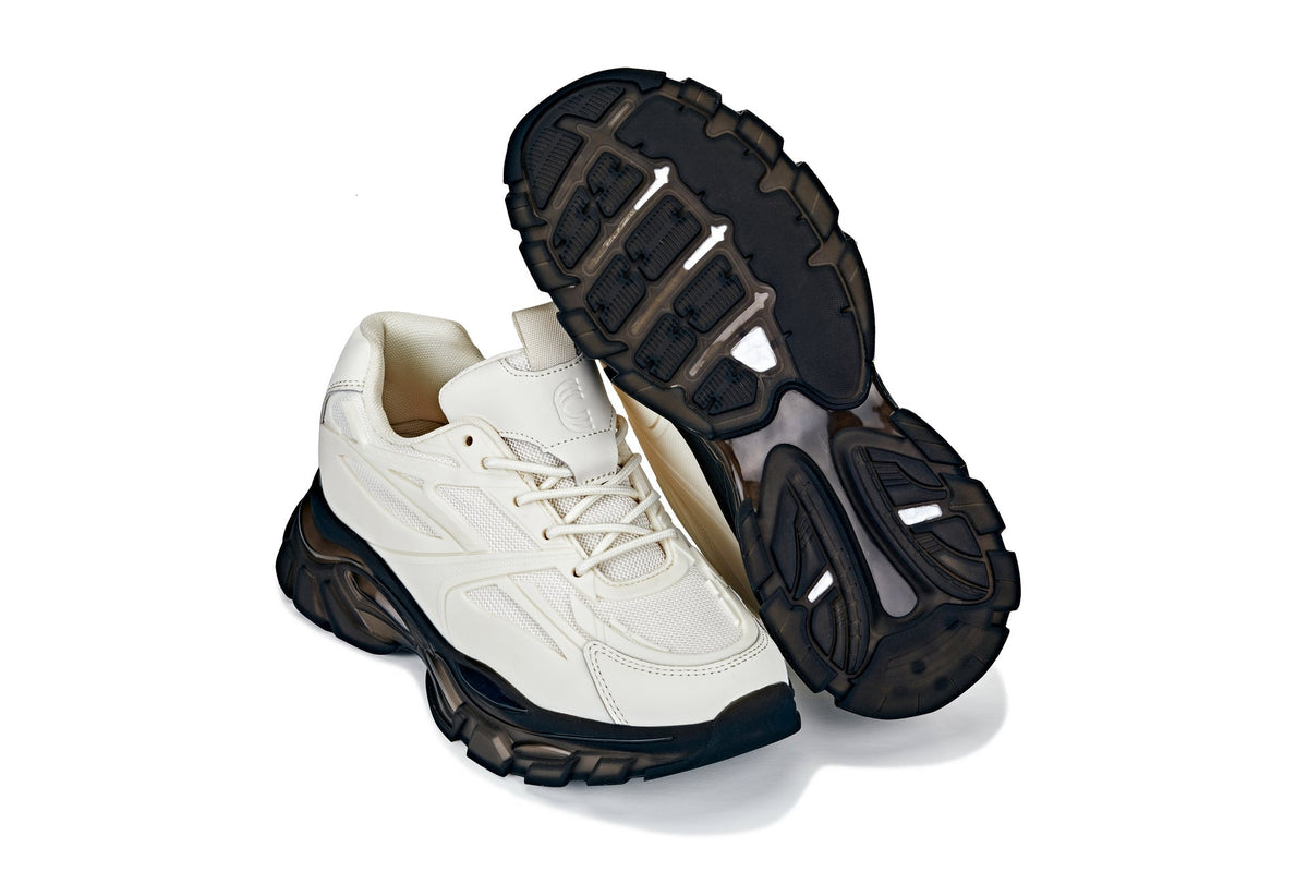 CALTO - S5283 - 2.6 Inches Taller (Beige/Translucent Onyx Sole) - Chunky Sole Sporty SneakersSneakers / AthleticsTorqelo.com