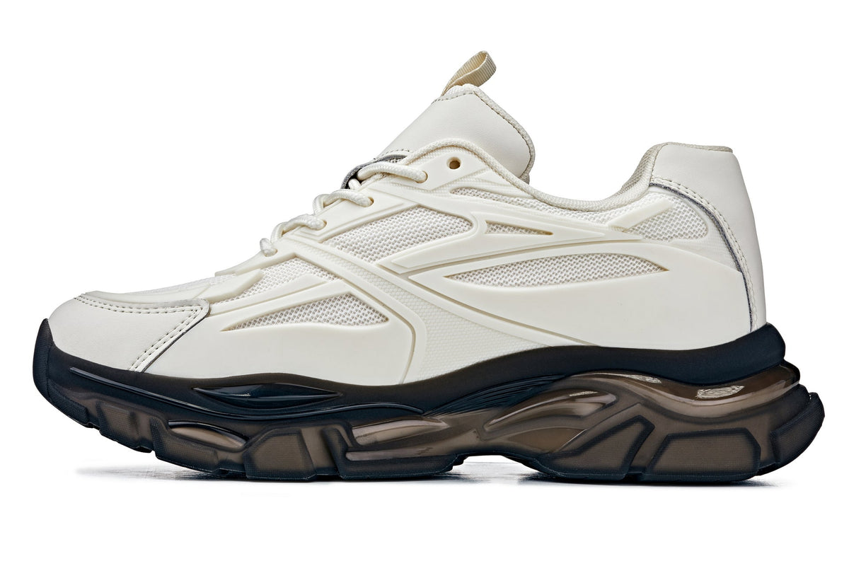 CALTO - S5283 - 2.6 Inches Taller (Beige/Translucent Onyx Sole) - Chunky Sole Sporty SneakersSneakers / AthleticsTorqelo.com