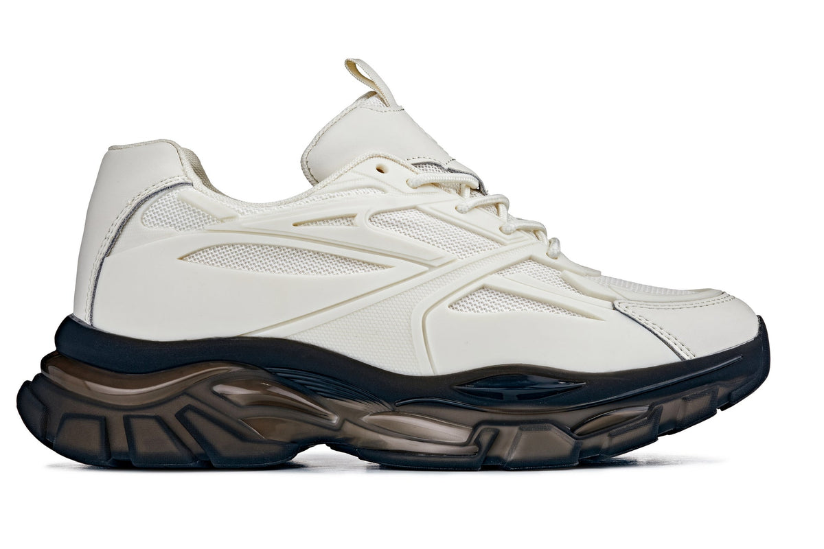 CALTO - S5283 - 2.6 Inches Taller (Beige/Translucent Onyx Sole) - Chunky Sole Sporty SneakersSneakers / AthleticsTorqelo.com