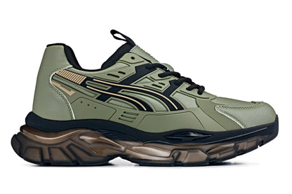 CALTO - S5284 - 2.6 Inches Taller (Khaki Green/Translucent Onyx Sole) - Chunky Sole Sporty SneakersSneakers / AthleticsTorqelo.com