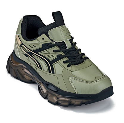 CALTO - S5284 - 2.6 Inches Taller (Khaki Green/Translucent Onyx Sole) - Chunky Sole Sporty SneakersSneakers / AthleticsTorqelo.com