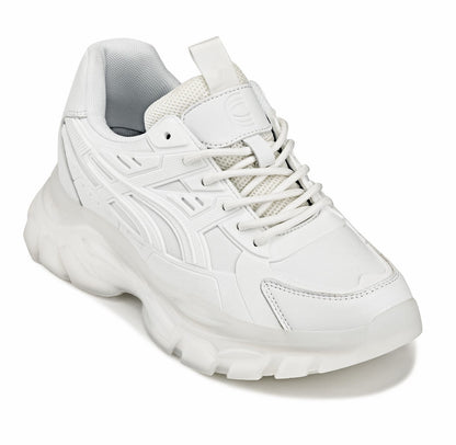 CALTO - S5285 - 2.6 Inches Taller (White/Translucent White Sole) - Chunky Sole Sporty SneakersSneakers / AthleticsTorqelo.com