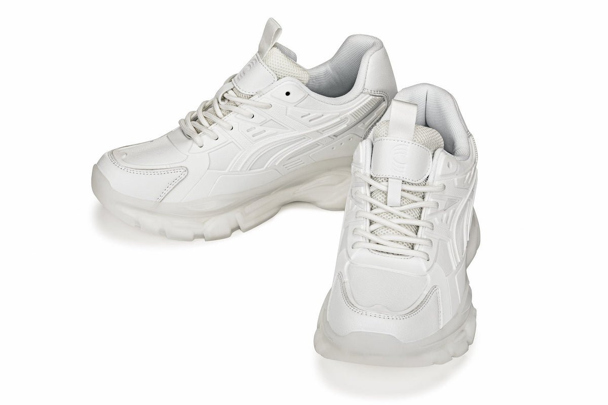 CALTO - S5285 - 2.6 Inches Taller (White/Translucent White Sole) - Chunky Sole Sporty SneakersSneakers / AthleticsTorqelo.com