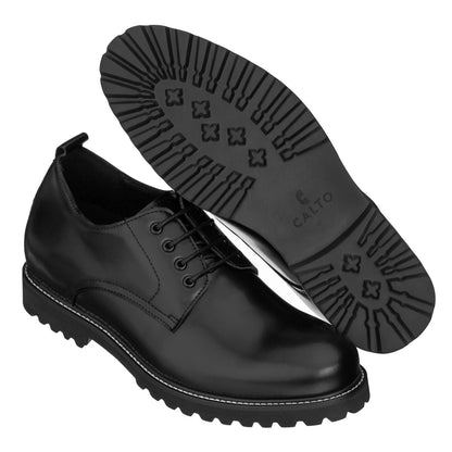 CALTO S9118 - 3" Taller Black Leather Elevator Work ShoesCasualTorqelo.com