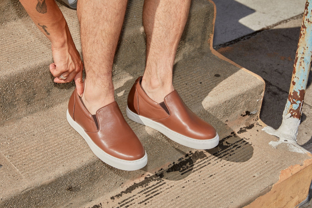 CALTO - T1023 - 2.6 Inches Taller (Coffee Brown) - Lightweight Nappa Leather LoaferCasualTorqelo.com
