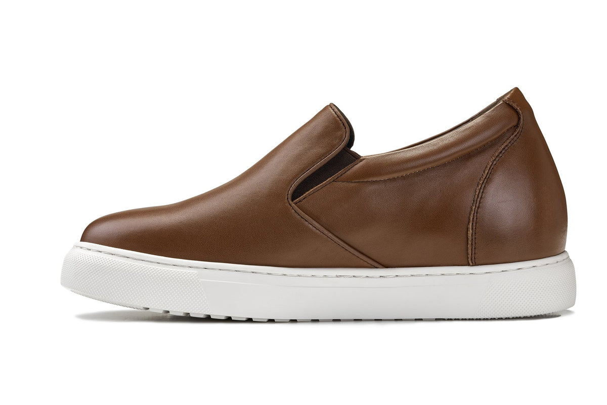 CALTO - T1023 - 2.6 Inches Taller (Coffee Brown) - Lightweight Nappa Leather LoaferCasualTorqelo.com