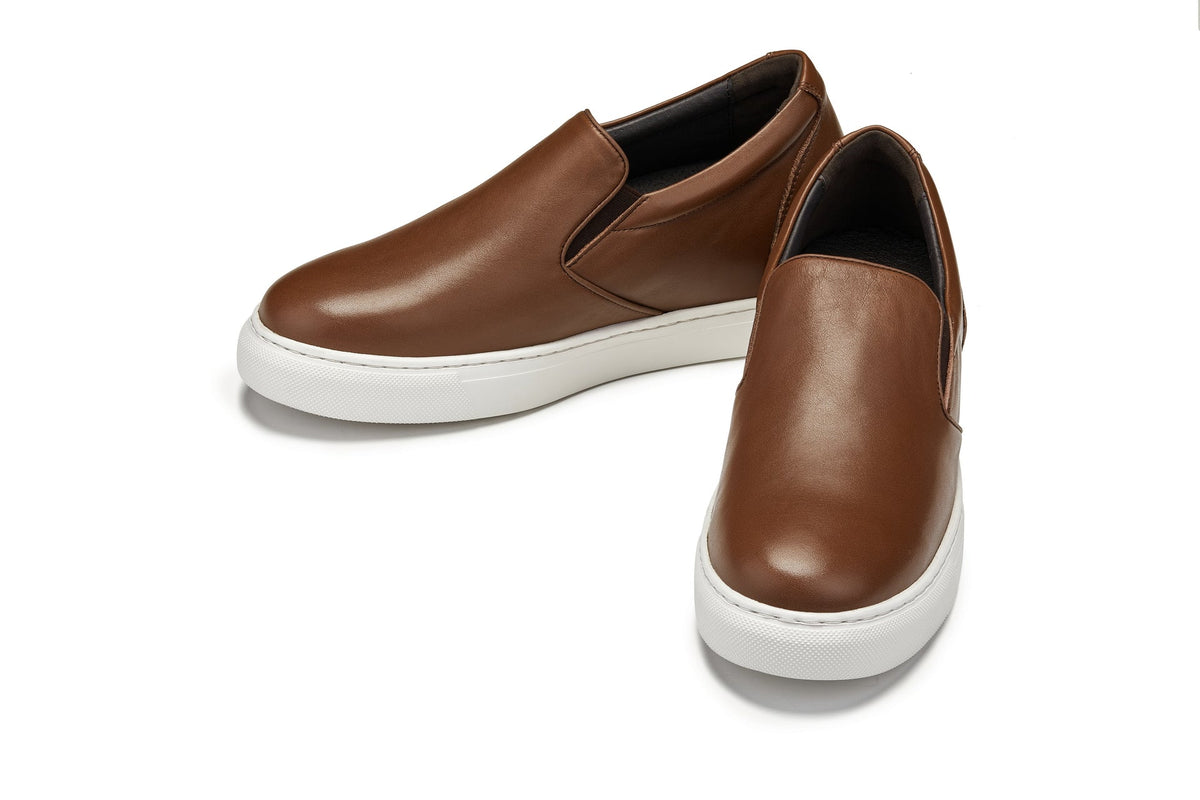 CALTO - T1023 - 2.6 Inches Taller (Coffee Brown) - Lightweight Nappa Leather LoaferCasualTorqelo.com