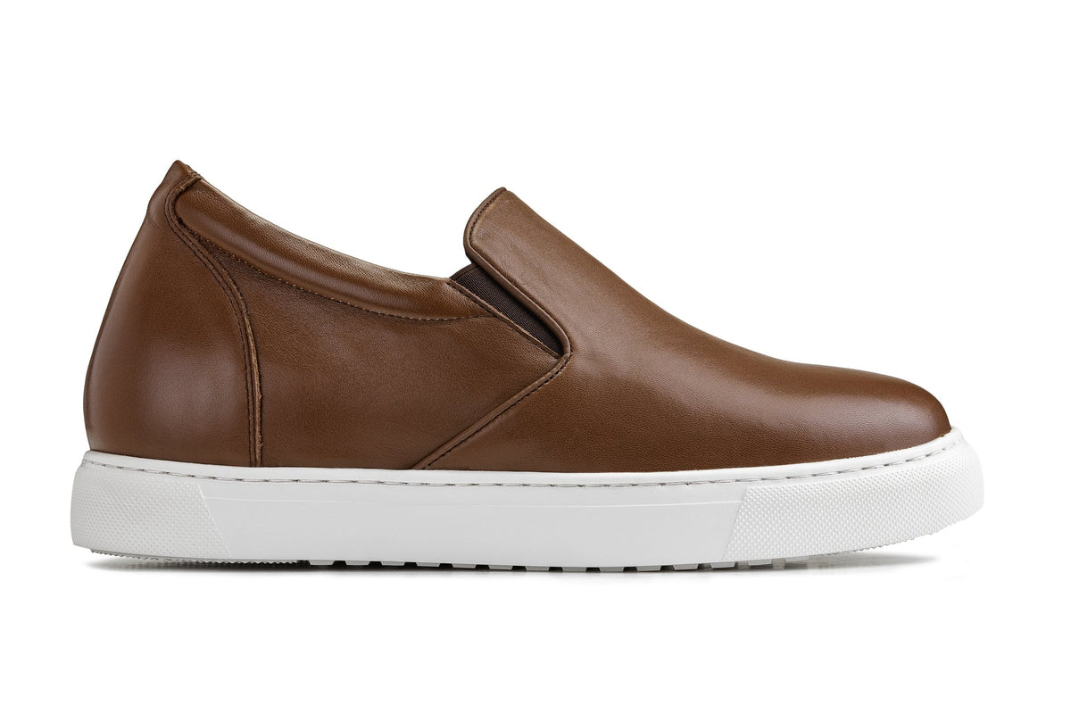 CALTO - T1023 - 2.6 Inches Taller (Coffee Brown) - Lightweight Nappa Leather LoaferCasualTorqelo.com