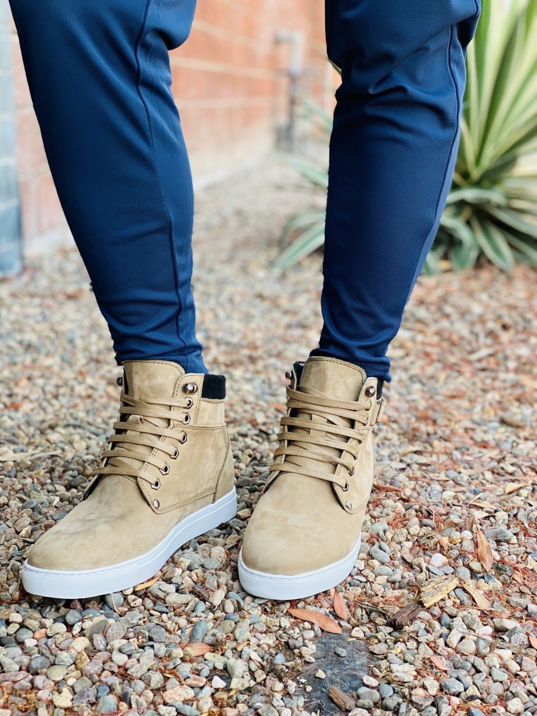 CALTO - T53121 - 2.6 Inches Taller (Nubuck Tan) - High top sneak-bootSneakers / AthleticsTorqelo.com