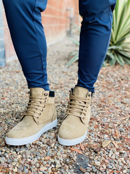 CALTO - T53121 - 2.6 Inches Taller (Nubuck Tan) - High top sneak-bootSneakers / AthleticsTorqelo.com