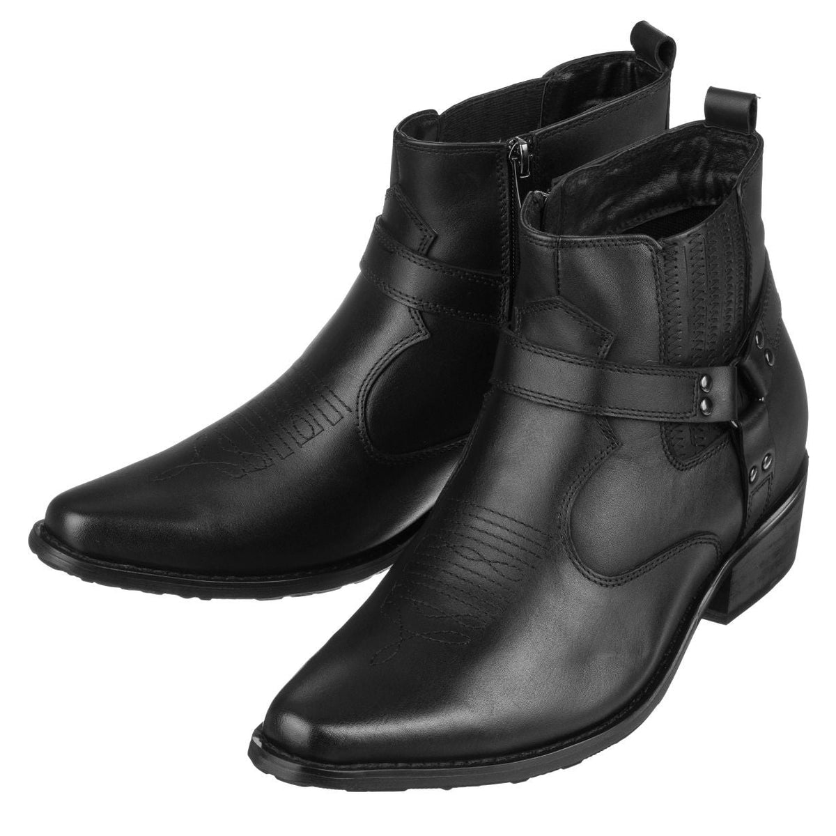 CALTO - T8112 - 3.3 Inches Taller (Black) - Zipper BootsBootsTorqelo.com