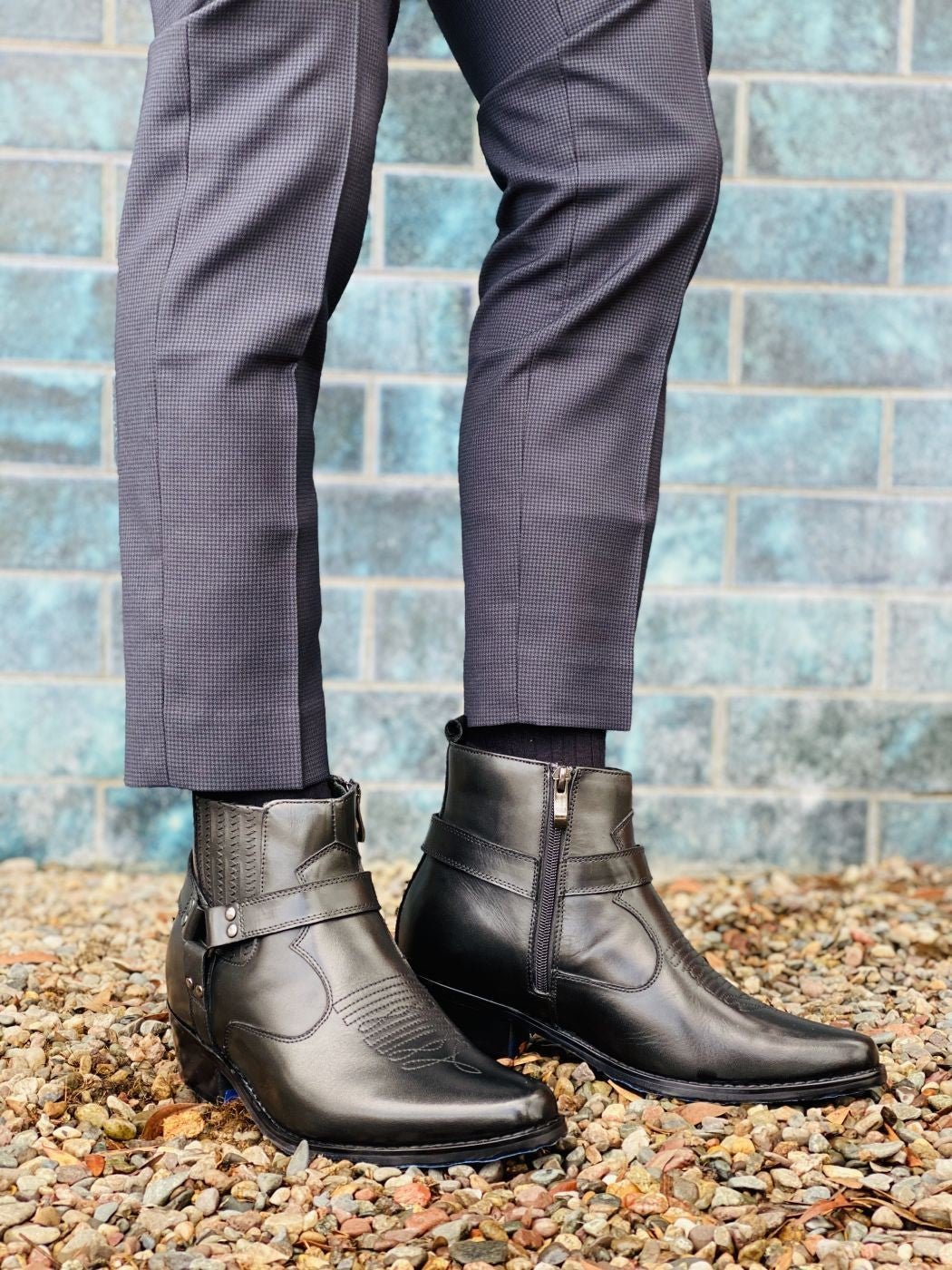 CALTO - T8112 - 3.3 Inches Taller (Black) - Zipper BootsBootsTorqelo.com