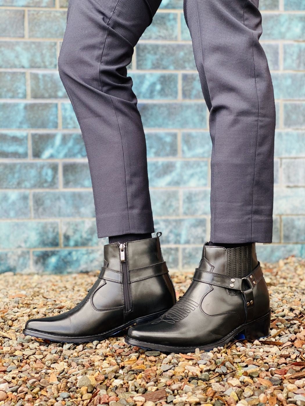 CALTO - T8112 - 3.3 Inches Taller (Black) - Zipper BootsBootsTorqelo.com