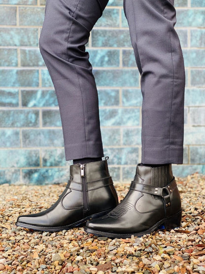 CALTO - T8112 - 3.3 Inches Taller (Black) - Zipper BootsBootsTorqelo.com
