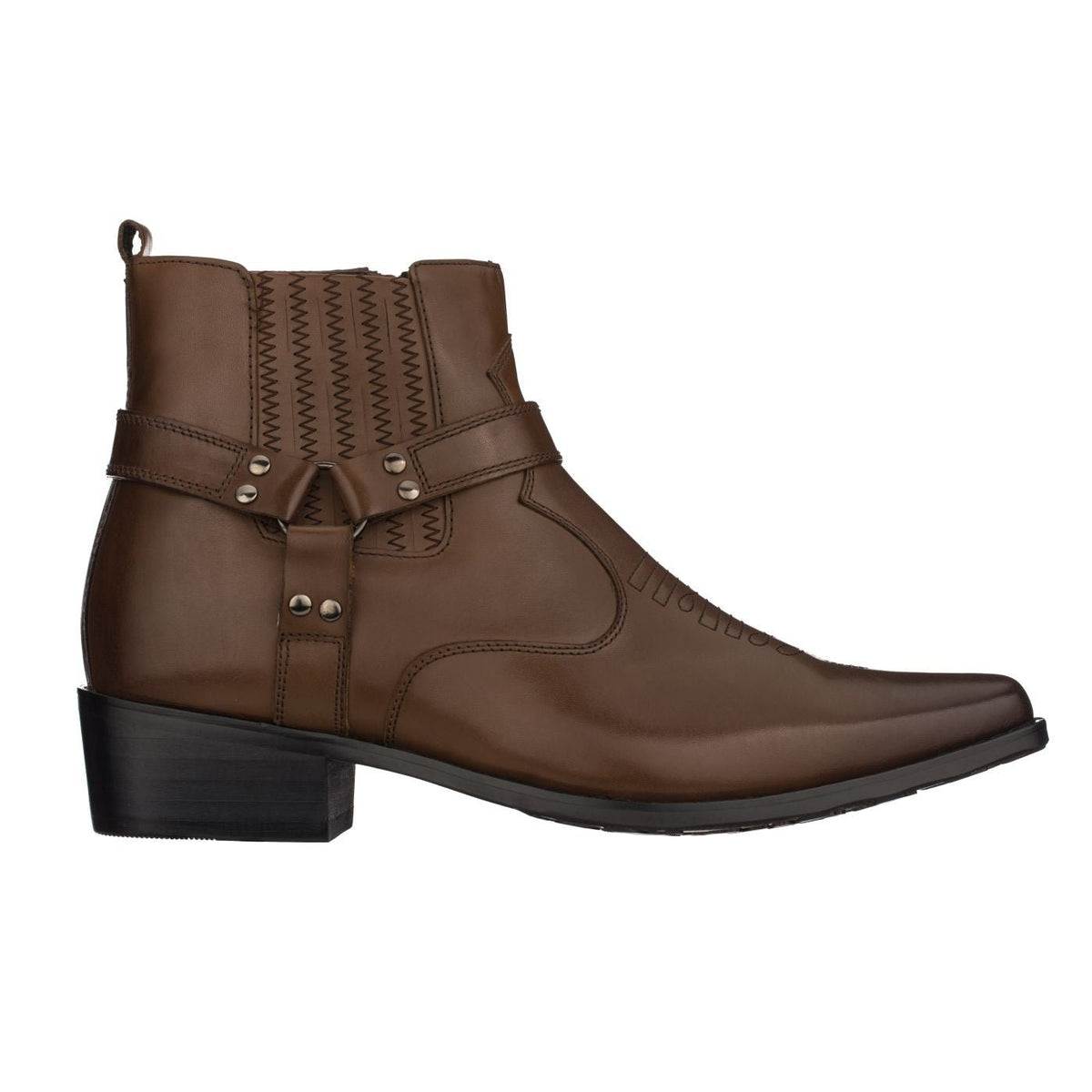 CALTO - T8113 - 3.3 Inches Taller (Dark Brown) - Zipper BootsBootsTorqelo.com