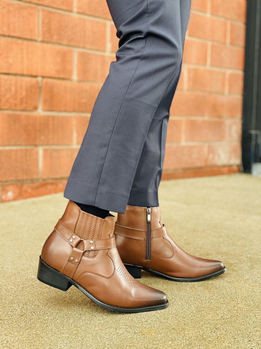 CALTO - T8113 - 3.3 Inches Taller (Dark Brown) - Zipper BootsBootsTorqelo.com