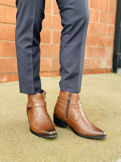CALTO - T8113 - 3.3 Inches Taller (Dark Brown) - Zipper BootsBootsTorqelo.com
