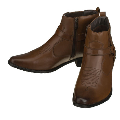 CALTO - T8113 - 3.3 Inches Taller (Dark Brown) - Zipper BootsBootsTorqelo.com