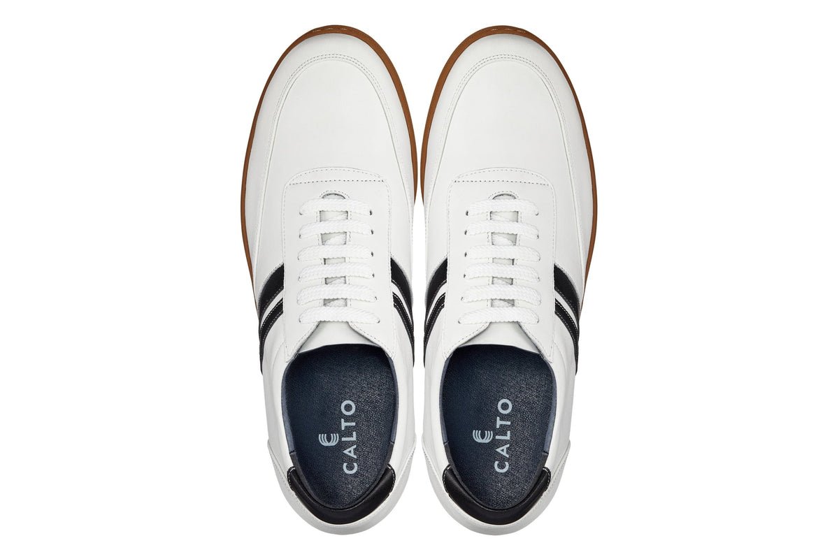 CALTO White Leather Sneakers - 2.8 inches - Y2821CasualTorqelo.com
