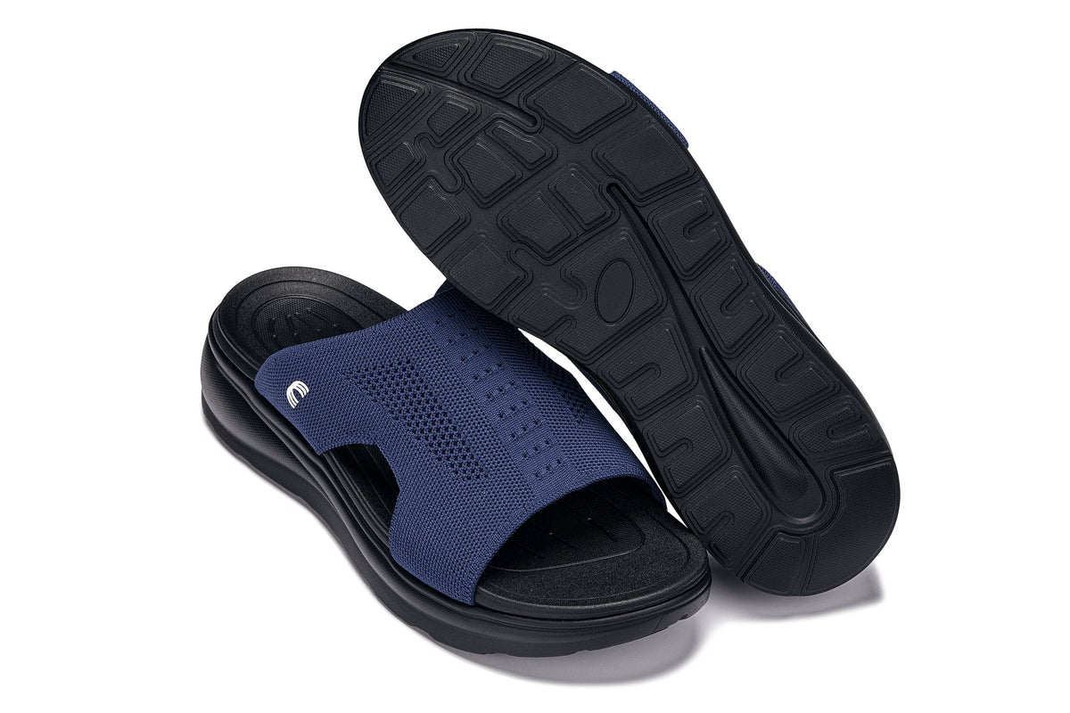 CALTO - X1659 - 2 Inches Taller (Black/Knitted Navy)SandalsTorqelo.com