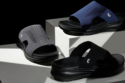 CALTO - X1659 - 2 Inches Taller (Black/Knitted Navy)SandalsTorqelo.com