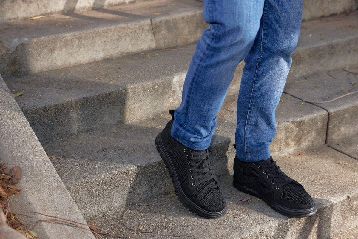 CALTO - X2320 - 2.4 Inches Taller (Black/Black Sole) - Lace Up Casual Sneaker - LightweightSneakers / AthleticsTorqelo.com