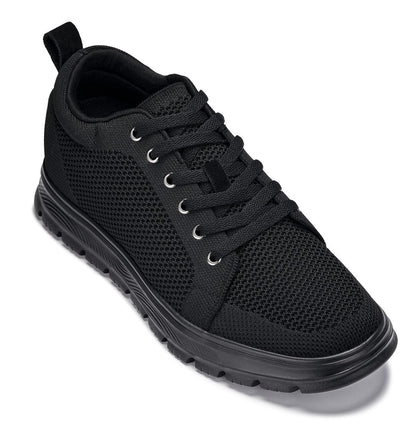 CALTO - X2320 - 2.4 Inches Taller (Black/Black Sole) - Lace Up Casual Sneaker - LightweightSneakers / AthleticsTorqelo.com