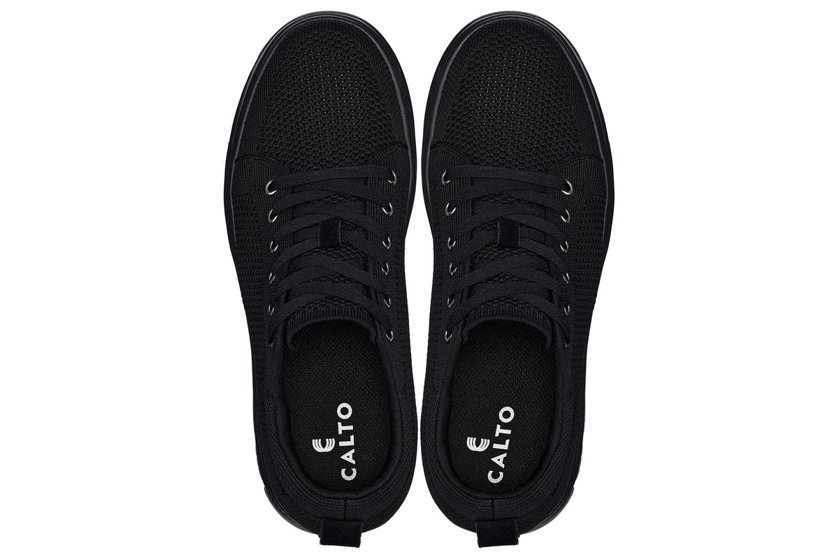 CALTO - X2320 - 2.4 Inches Taller (Black/Black Sole) - Lace Up Casual Sneaker - LightweightSneakers / AthleticsTorqelo.com