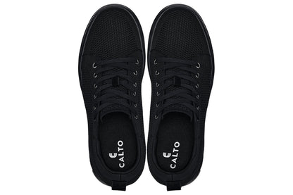 CALTO - X2320 - 2.4 Inches Taller (Black/Black Sole) - Lace Up Casual Sneaker - LightweightSneakers / AthleticsTorqelo.com