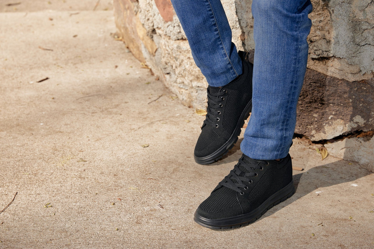 CALTO - X2320 - 2.4 Inches Taller (Black/Black Sole) - Lace Up Casual Sneaker - LightweightSneakers / AthleticsTorqelo.com