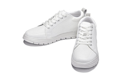 CALTO - X2321 - 2.4 Inches Taller (White/White Sole) - Lace Up Casual Sneaker - LightweightSneakers / AthleticsTorqelo.com