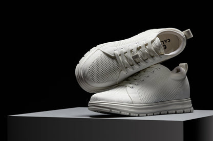 CALTO - X2321 - 2.4 Inches Taller (White/White Sole) - Lace Up Casual Sneaker - LightweightSneakers / AthleticsTorqelo.com