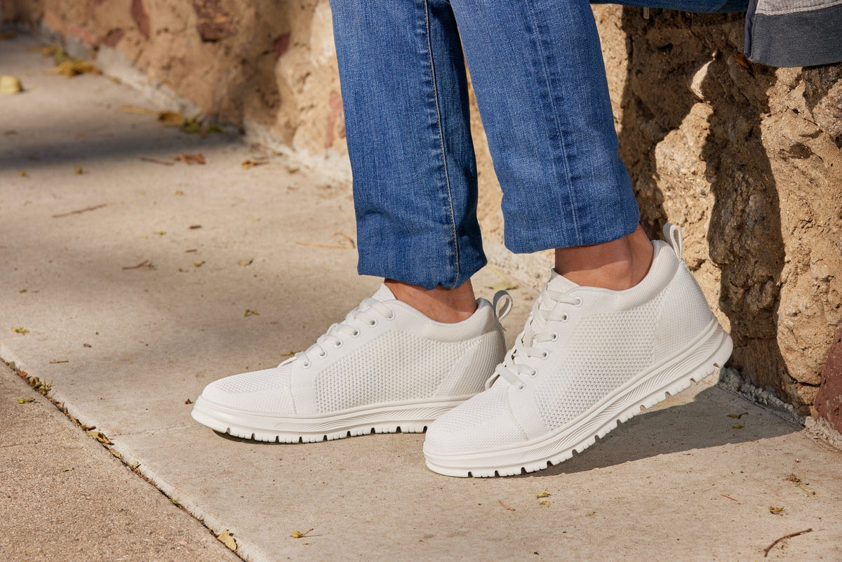 CALTO - X2321 - 2.4 Inches Taller (White/White Sole) - Lace Up Casual Sneaker - LightweightSneakers / AthleticsTorqelo.com