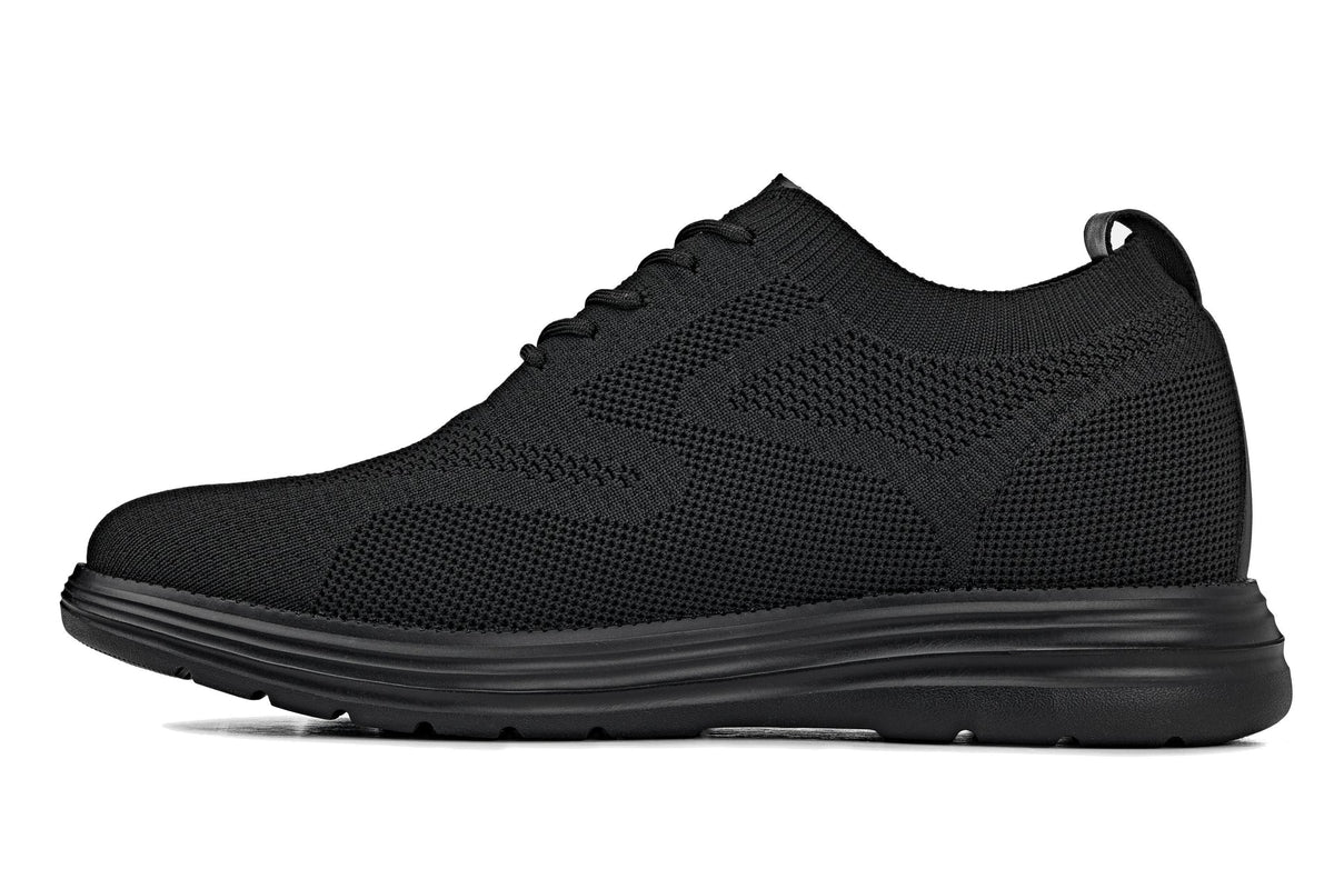 CALTO - X2631 - 2.8 Inches Taller (Black/Black Sole) - Lace Up Casual Walker - LightweightCasualTorqelo.com