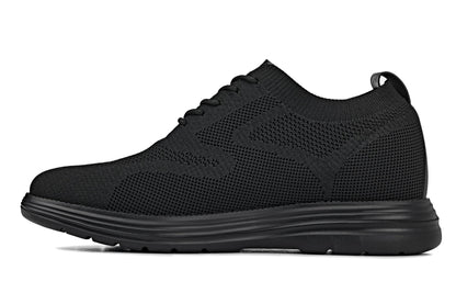CALTO - X2631 - 2.8 Inches Taller (Black/Black Sole) - Lace Up Casual Walker - LightweightCasualTorqelo.com