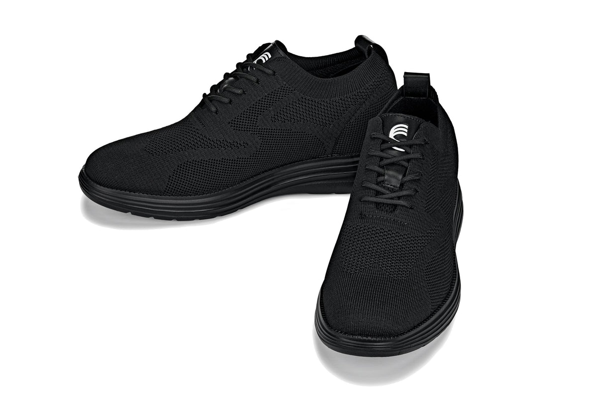 CALTO - X2631 - 2.8 Inches Taller (Black/Black Sole) - Lace Up Casual Walker - LightweightCasualTorqelo.com