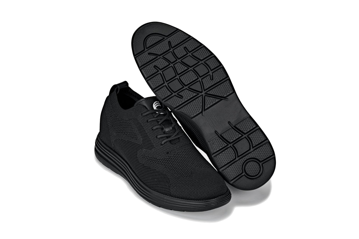 CALTO - X2631 - 2.8 Inches Taller (Black/Black Sole) - Lace Up Casual Walker - LightweightCasualTorqelo.com