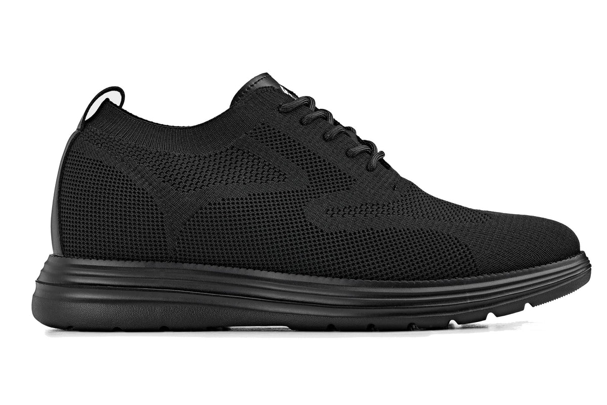 CALTO - X2631 - 2.8 Inches Taller (Black/Black Sole) - Lace Up Casual Walker - LightweightCasualTorqelo.com
