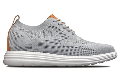 CALTO - X2637 - 2.8 Inches Taller (Pewter Grey/Brown) - Lace Up Casual Walker - LightweightCasualTorqelo.com