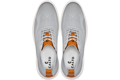 CALTO - X2637 - 2.8 Inches Taller (Pewter Grey/Brown) - Lace Up Casual Walker - LightweightCasualTorqelo.com