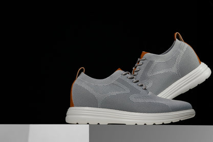 CALTO - X2637 - 2.8 Inches Taller (Pewter Grey/Brown) - Lace Up Casual Walker - LightweightCasualTorqelo.com