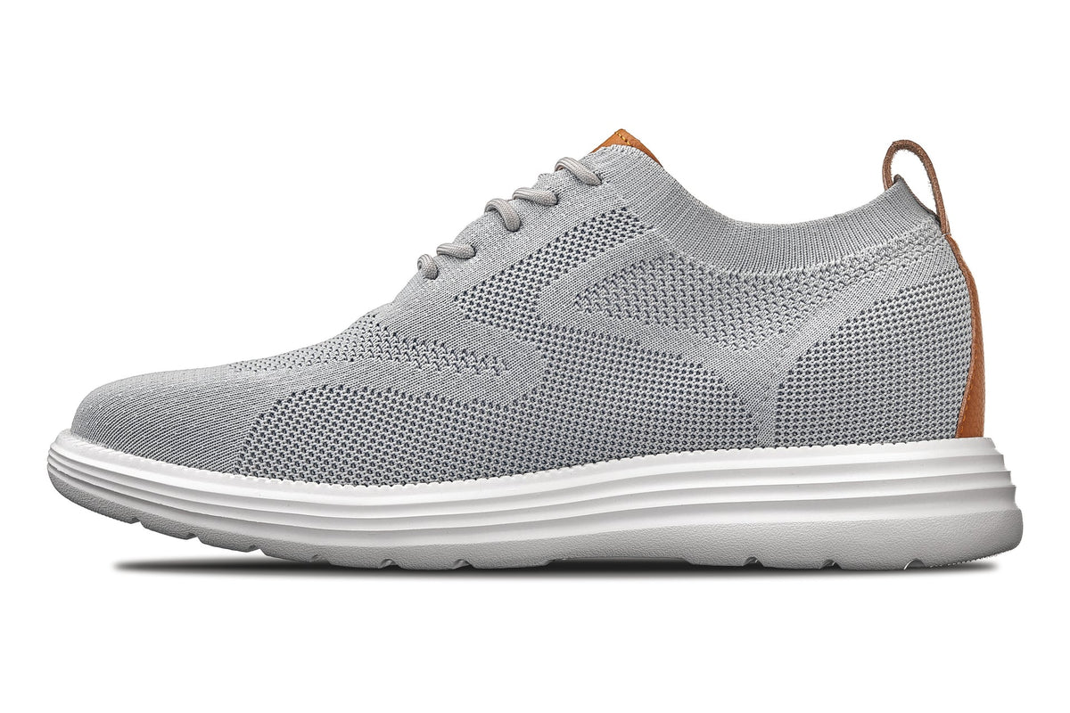 CALTO - X2637 - 2.8 Inches Taller (Pewter Grey/Brown) - Lace Up Casual Walker - LightweightCasualTorqelo.com
