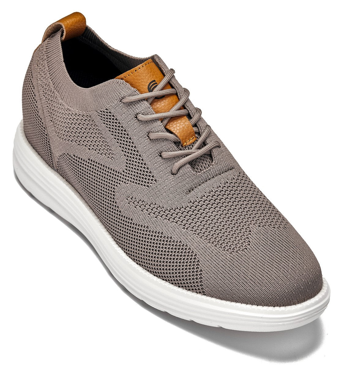 CALTO - X2638 - 2.8 Inches Taller (Khaki/Brown) - Lace Up Casual Walker - LightweightCasualTorqelo.com