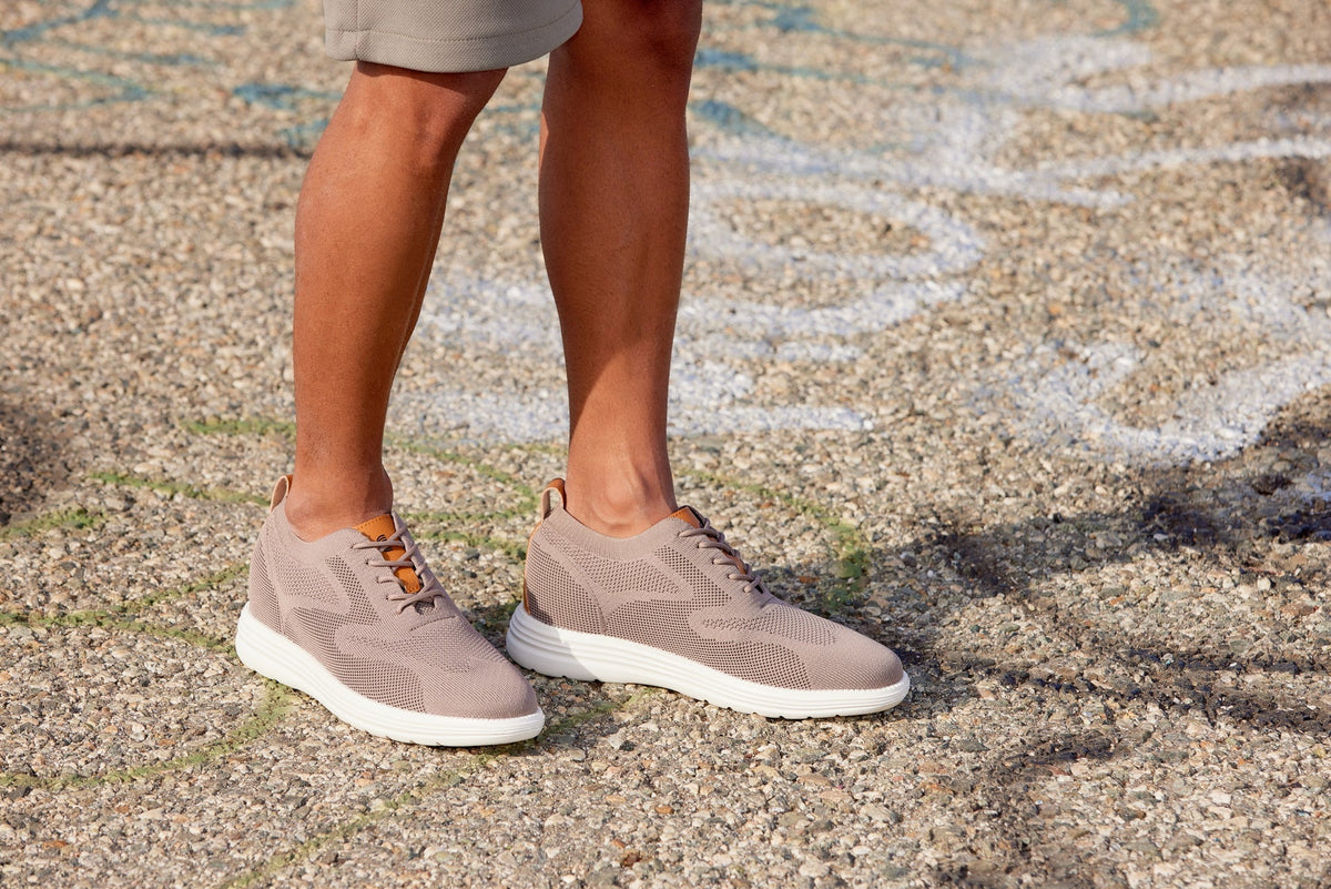CALTO - X2638 - 2.8 Inches Taller (Khaki/Brown) - Lace Up Casual Walker - LightweightCasualTorqelo.com