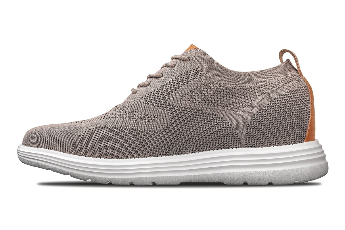 CALTO - X2638 - 2.8 Inches Taller (Khaki/Brown) - Lace Up Casual Walker - LightweightCasualTorqelo.com
