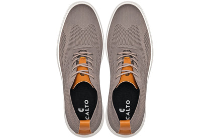 CALTO - X2638 - 2.8 Inches Taller (Khaki/Brown) - Lace Up Casual Walker - LightweightCasualTorqelo.com