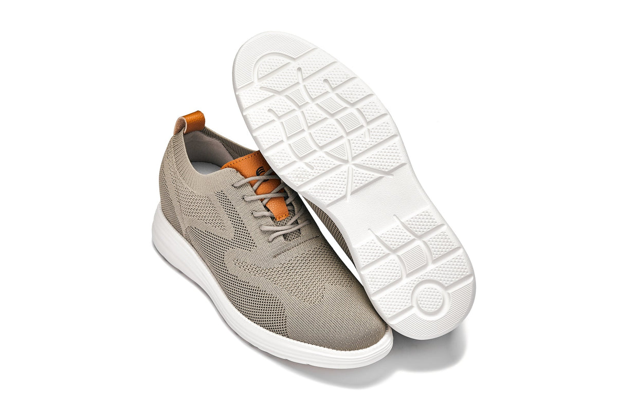 CALTO - X2639 - 2.8 Inches Taller (Khaki Green/Brown) - Lace Up Casual Walker - LightweightCasualTorqelo.com