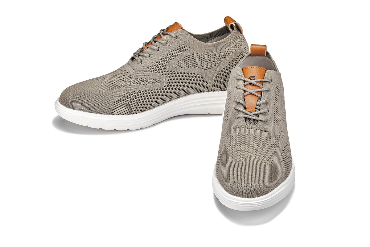 CALTO - X2639 - 2.8 Inches Taller (Khaki Green/Brown) - Lace Up Casual Walker - LightweightCasualTorqelo.com