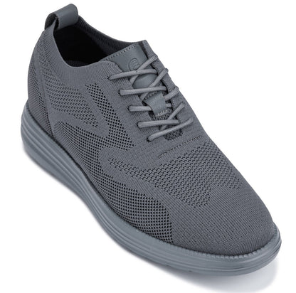 CALTO - X2641 - 2.8 Inches Taller (Iron/Dark Grey Sole) - Lace Up Casual Walker - LightweightCasualTorqelo.com